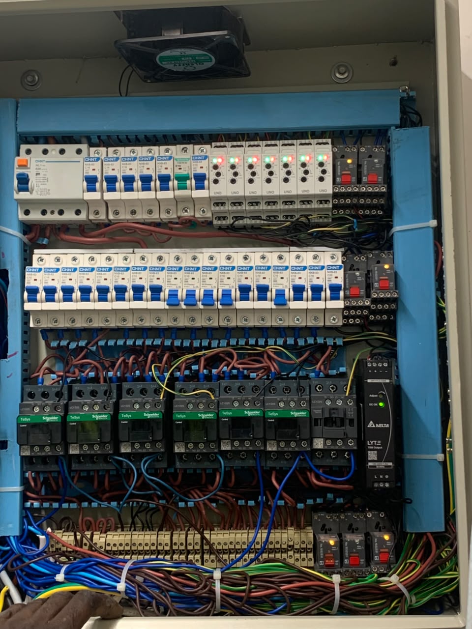 Delta LYTE power supply, Chint MCBs and live timer module commissioning