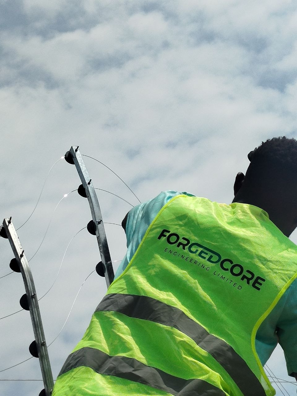 Electric fence post and high-security wiring