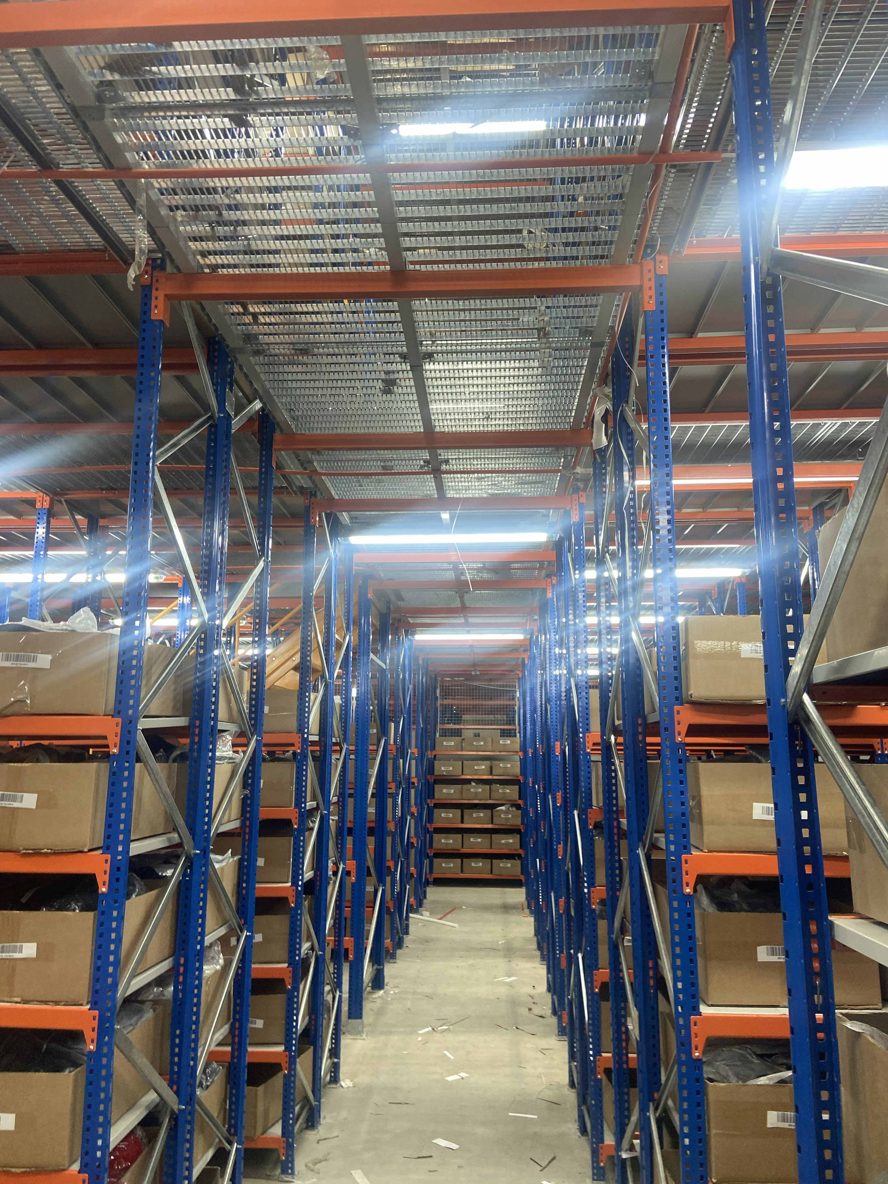High bay warehouse lighting installation