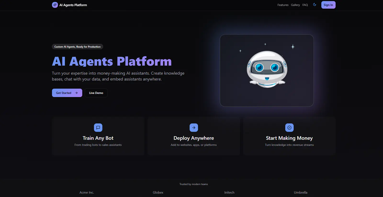AI platform interface